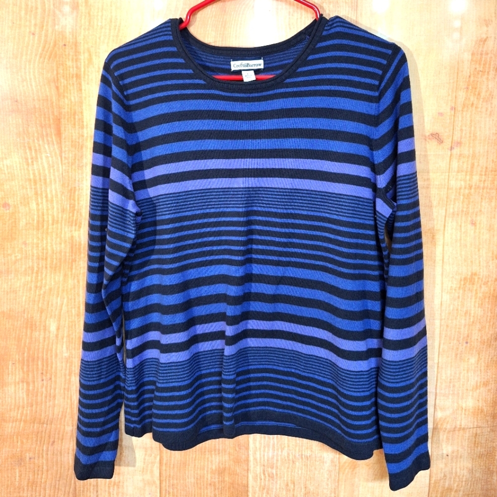 Croft & Barrow Blue and Black Crew Neck Sweater